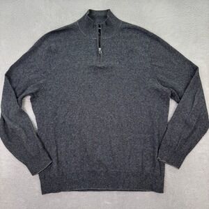 Bonobos Mens XL Relaxed Fit Grey Cotton Cashmere Quarter Zip Pullover Sweater